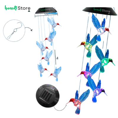 Solar Powered Hummingbird Wind Chime Color-Changing LED Lights | Eco-Friendly Outdoor Décor by HomliStore